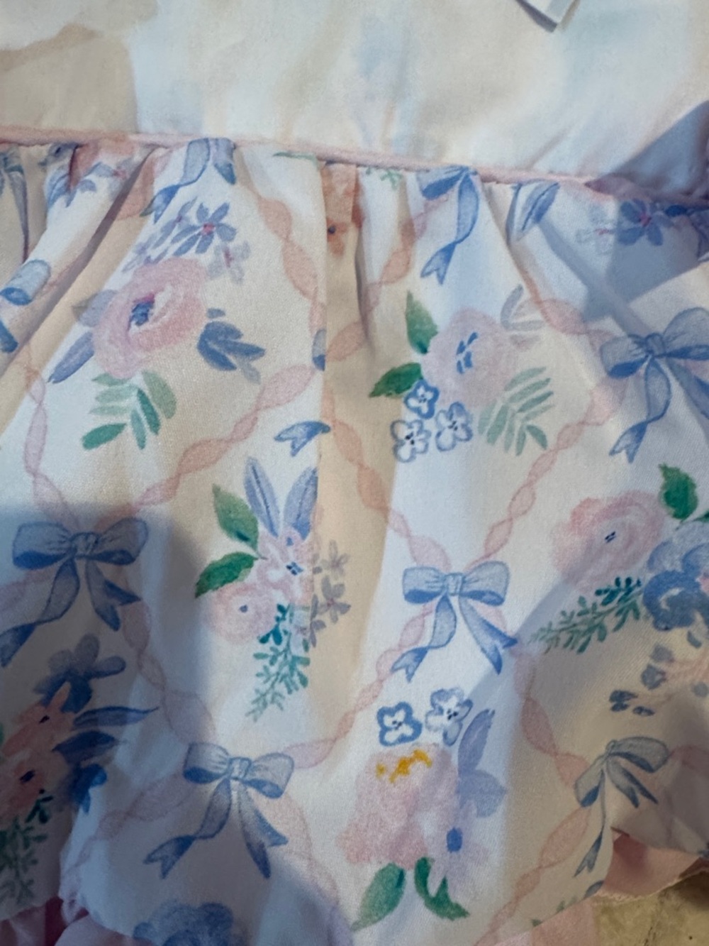 Pink Floral Ruffle Baby Dress with Matching Bloomers - Picture 4 of 6